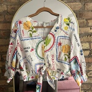 Joie Summer Print Sacramento Linen Blend Blouse